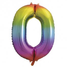 Rainbow Number Supershape Helium Filled Foil Balloon