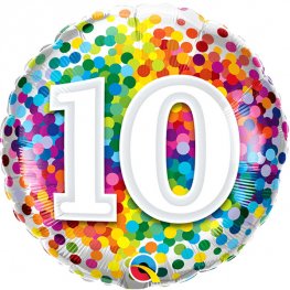 10th Birthday Rainbow Confetti Helium Filled Foil Balloon
