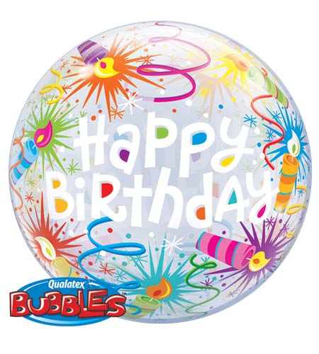 Happy Birthday Helium Filled Single Bubble Balloon