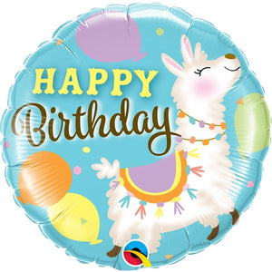 Happy Birthday Llama Helium Filled Foil Balloon