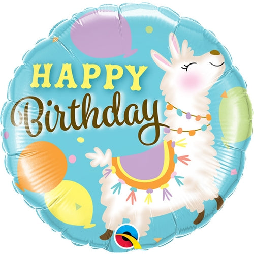 Happy Birthday Llama Helium Filled Foil Balloon