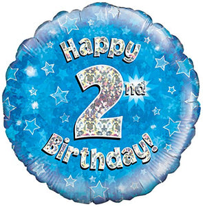 2nd Birthday Blue Helium Filled Foil Balloon