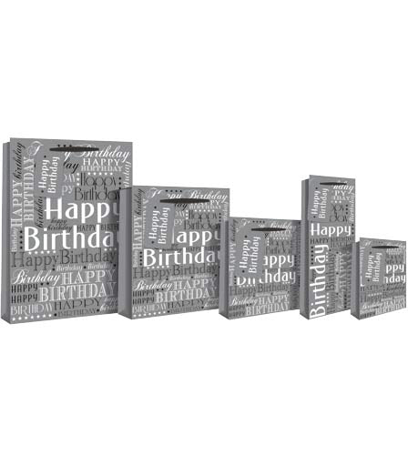 Silver Holographic Happy Birthday Bottle Gift Bag