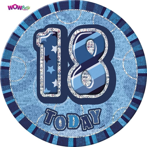 18 Today Blue Glitz Jumbo Badge