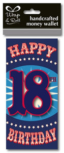 Happy 18th Birthday Blue Handcrafted Money Wallet