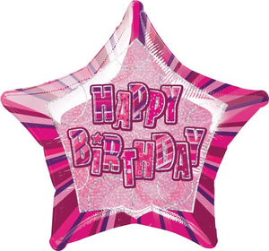 Happy Birthday Pink Glitz Helium Filled Foil Balloon