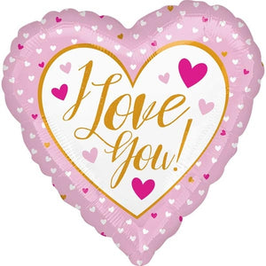 I Love You Pink Heart Shape Helium Filled Foil Balloon