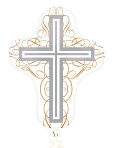 Elegant Cross Supershape Helium Filled Foil Balloon