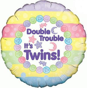 Double Trouble It's Twins Helium Filled Foil Balloon