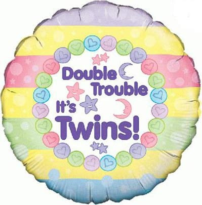Double Trouble It's Twins Helium Filled Foil Balloon