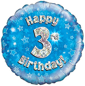 Happy 3rd Birthday Blue Helium Filled Foil Balloon