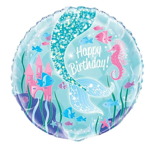 Mermaid Happy Birthday Helium Filled Foil Balloon