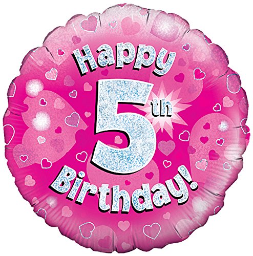 Happy 5th Birthday Pink Helium Filled Foil Balloon