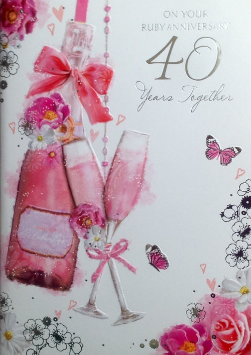 On Your Ruby Anniversary 40 Years Together Greeting Card
