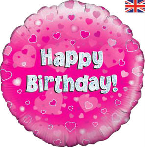 Pink Happy Birthday Helium Filled Foil Balloon