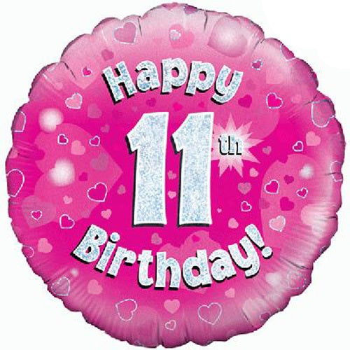 Happy 11th Birthday Pink Helium Filled Foil Balloon