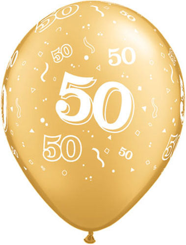 50 Around Gold Latex Balloon (Sold loose)