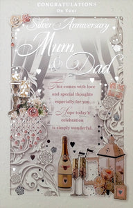 Congratulations On Your Silver Anniversary Mum And Dad Greeting Card