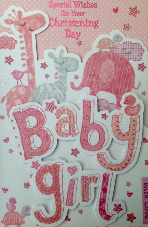 Special Wishes On Your Christening Day Pink Greeting Card
