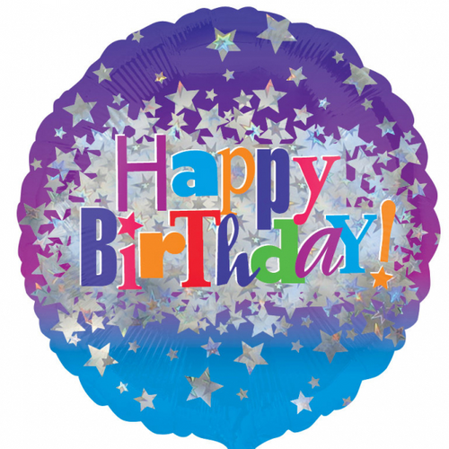 Happy Birthday Bright Stars Helium Filled Foil Balloon
