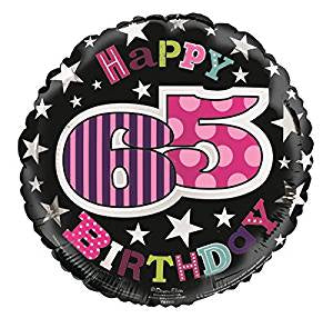 Happy 65th Birthday Pink/Purple/Black Helium Filled Foil Balloon