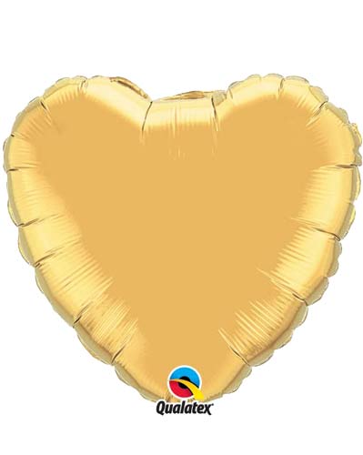Gold Heart Shape Helium Filled Foil Balloon