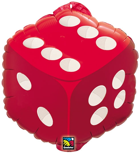Red Casino Dice Double Sided Helium Filled Foil Balloon