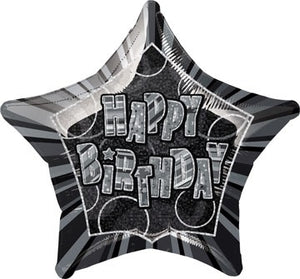 Happy Birthday Black Glitz Helium Filled Foil Balloon