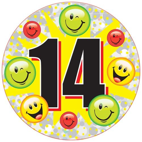 14 Smiley Faces Jumbo Badge