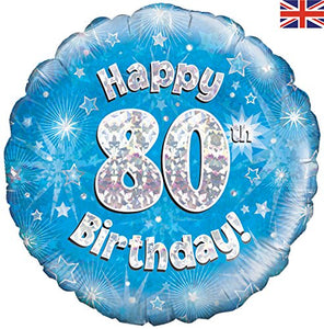 Happy 80th Birthday Blue Helium Filled Foil Balloon