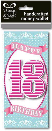 Happy 18th Birthday Pink Handcrafted Money Wallet