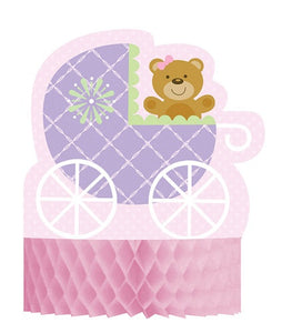 Baby Shower Pink Teddy Honeycomb Centrepiece