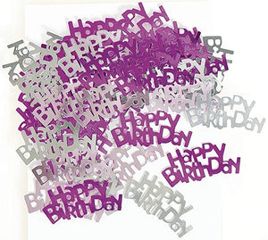 Pink And Silver Happy Birthday Metallic Confetti 14g