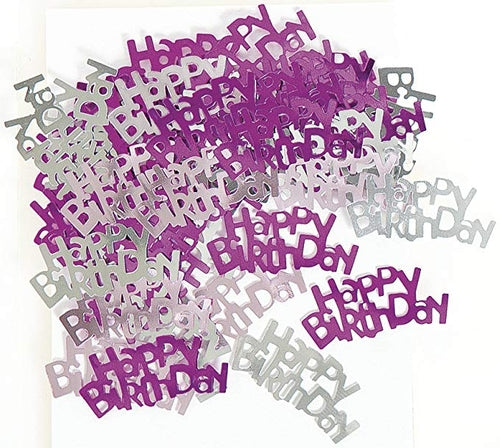 Pink And Silver Happy Birthday Metallic Confetti 14g