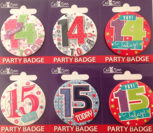 Age 14 & 15 Small Birthday Badge