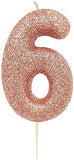 Rose Gold Glitter Number Candles