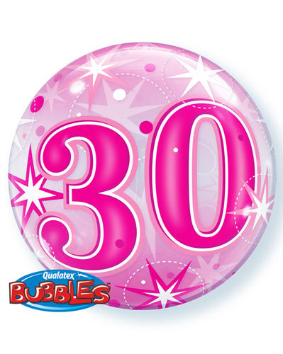 Pink 30 Helium Filled Single Bubble Balloon