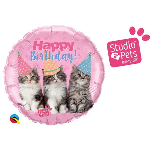 Happy Birthday Kittens Helium Filled Foil Balloon