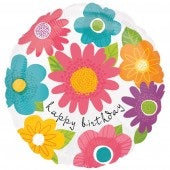 Spring Flowers Happy Birthday Helium Filled Foil Balloon