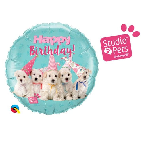 Happy Birthday Puppies Helium Filled Foil Balloon