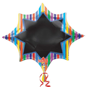 Multi Burst Stripe Write-On Blackboard Supershape Helium Filled Foil Balloon