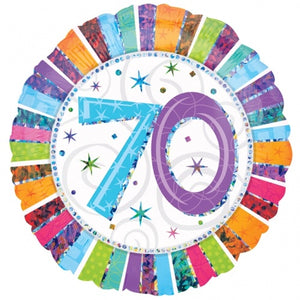 Radiant 70th Birthday Helium Filled Foil Balloon