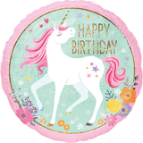 Magical Unicorn Double Sided Happy Birthday Helium Filled Foil Balloon
