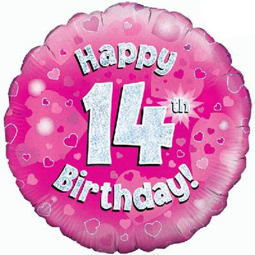 Happy 14th Birthday Pink Helium Filled Foil Balloon