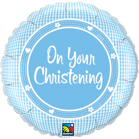 On Your Christening Blue Helium Filled Foil Balloon