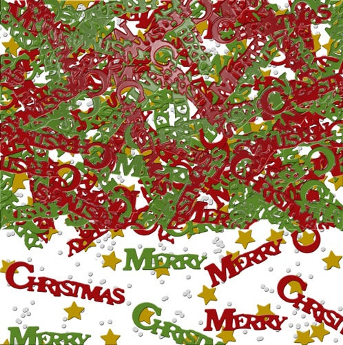Merry Christmas Red And Green Metallic Confetti 14g