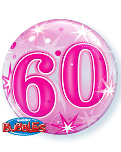 Pink 60 Helium Filled Single Bubble Balloon