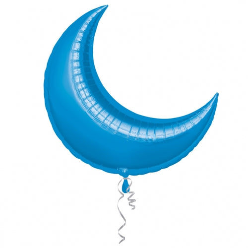 Blue Crescent Shape Helium Filled Foil Balloon