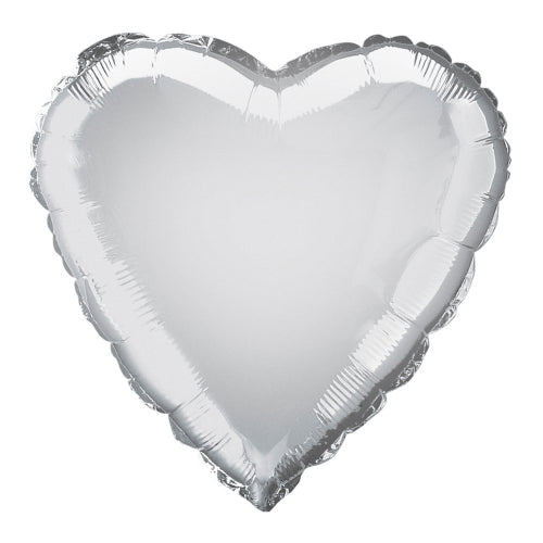 Silver Heart Shape Helium Filled Foil Balloon
