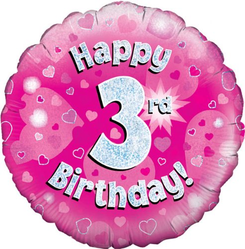 Happy 3rd Birthday Pink Helium Filled Foil Balloon
